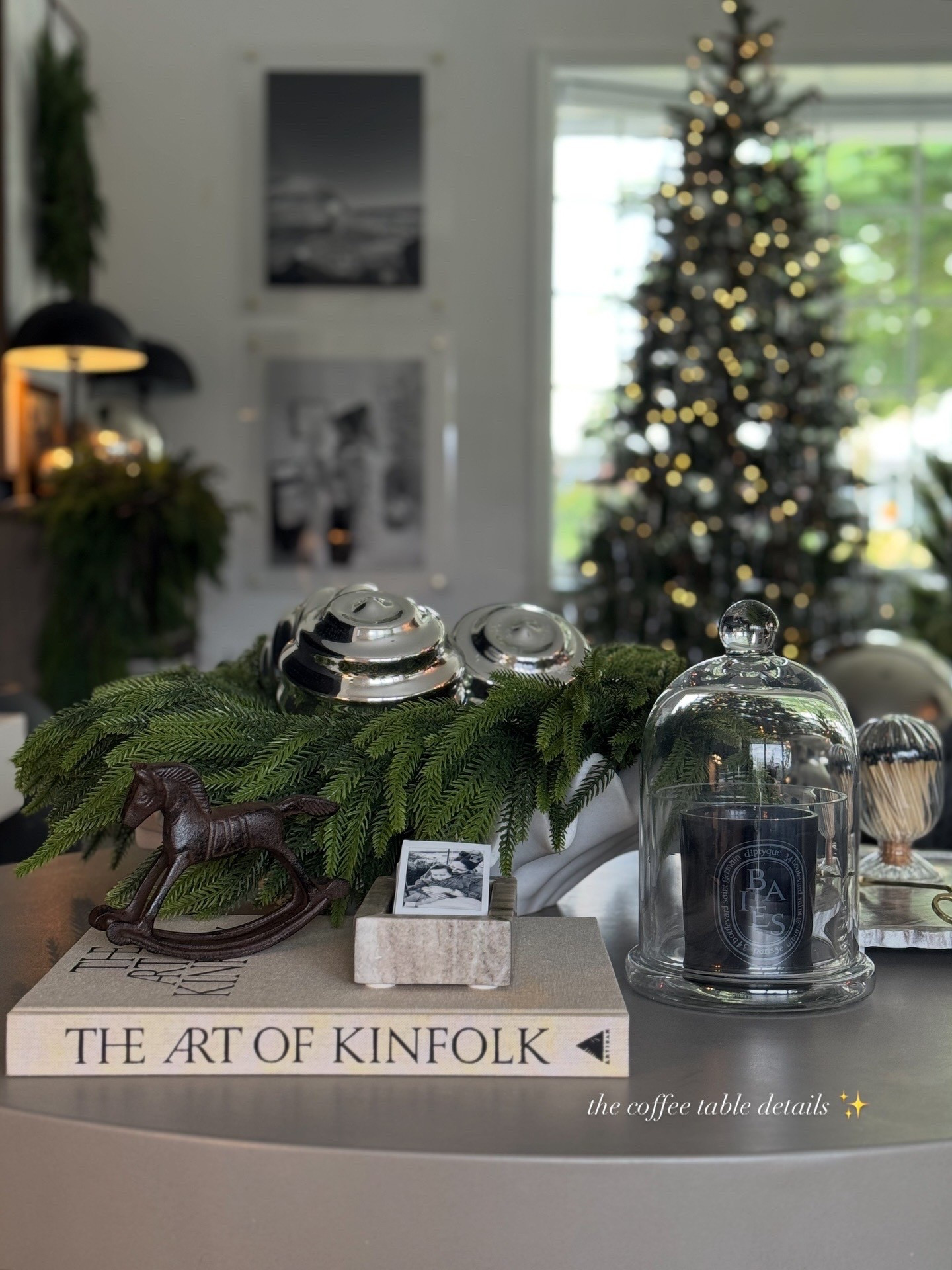 decorating the coffee table for christmas 🎄
mixing greenery, candles, silver accents and the most adorable rocking horse for a timeless holiday look — simple, classic, and cozy 🤎

I found the large silver ornaments and the candle cloche at homegoods. I linked the rest and included some similar options so you can recreate this look ✨

#EquestrianChic #ClassicChristmas #RalphLaurenHome #ChristmasDecorInspo #HolidayHomeDecor #CozyLuxury #TraditionalChristmas #coffeetable

#LTKHome #LTKSeasonal #LTKHoliday