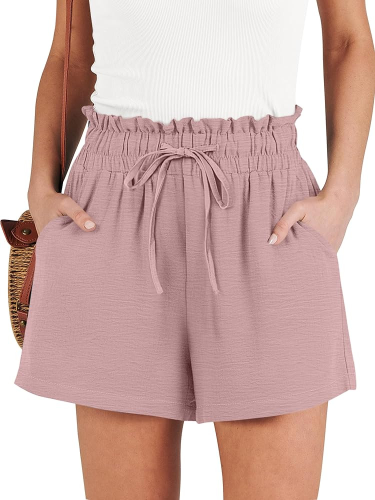 ANRABESS Shorts for Women Summer Casual High Waisted Wide Leg Drawstring Lounge Shorts Comfy 2026... | Amazon (US)