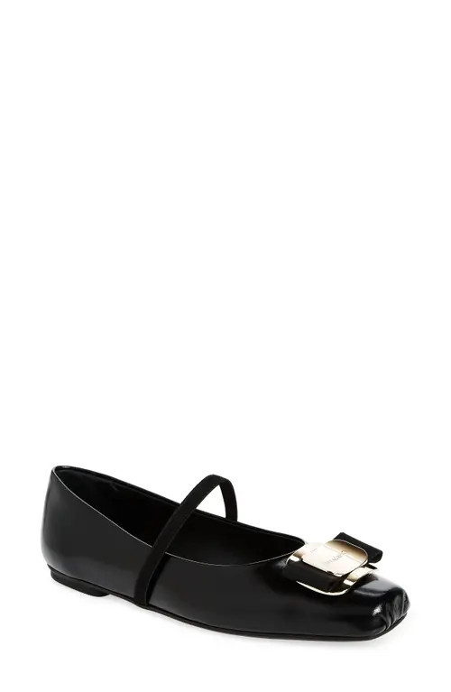 FERRAGAMO Zina Mary Jane Ballet Flat in Black at Nordstrom, Size 8.5 | Nordstrom
