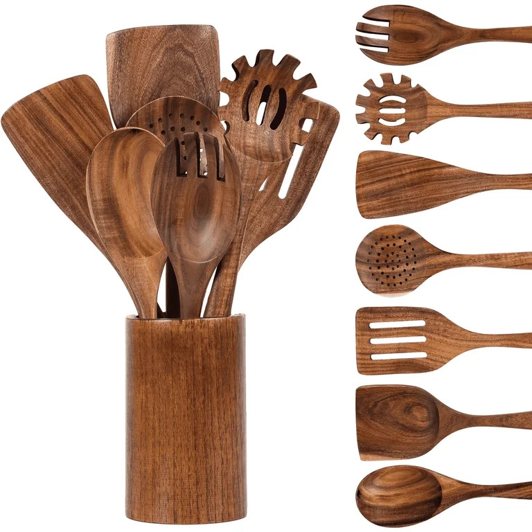 Visit the VAVSEA Store(4.5)|1,029 VAVSEA Thick Wooden Spoons for Cooking, 8 Pcs Natural Wooden Ut... | Walmart (US)