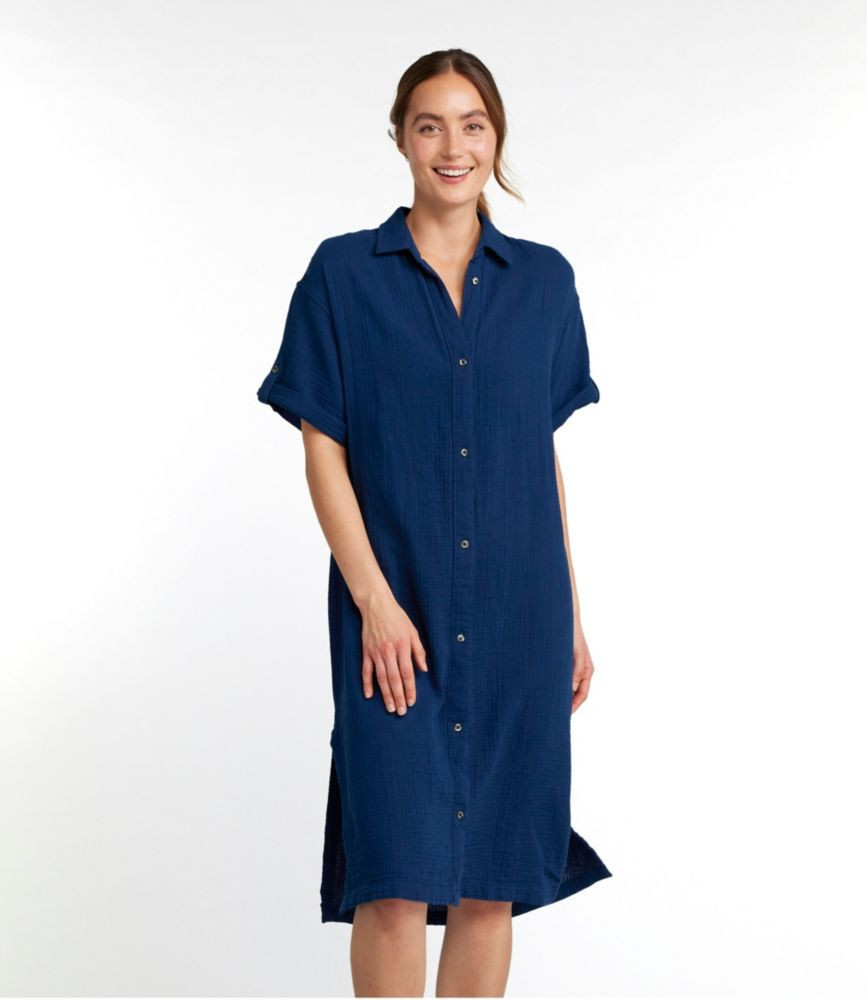 Women's Cloud Gauze Midi Dress Deep Sea Large, Cotton L. L.Bean | L.L. Bean