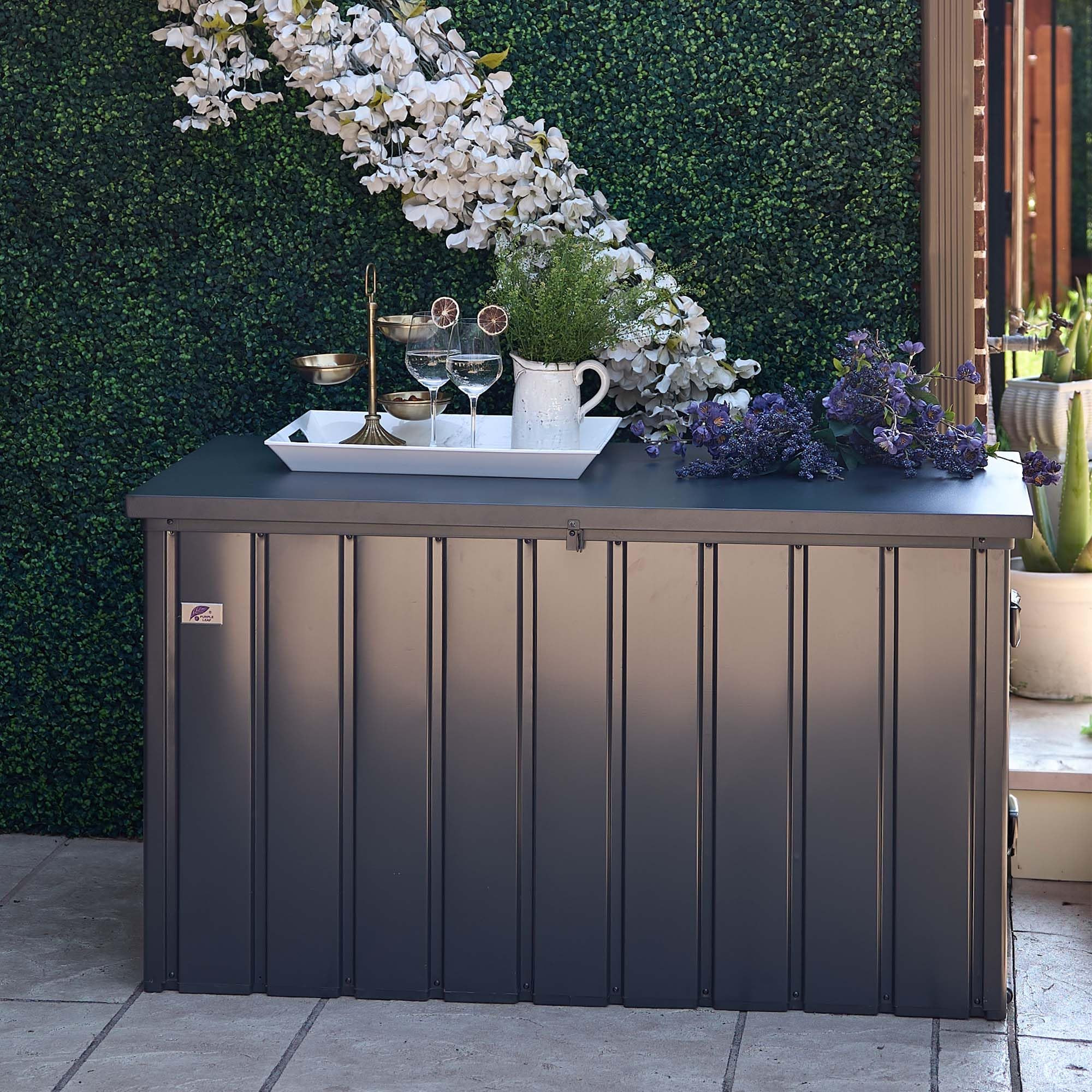 PURPLE LEAF Outdoor Deck Box 120 Gallon Waterproof Lockable Storage Box Container with Lid Deck Organization for Patio Cushions Side Table Pool Accessories Garden Tools, Gray | Amazon (US)