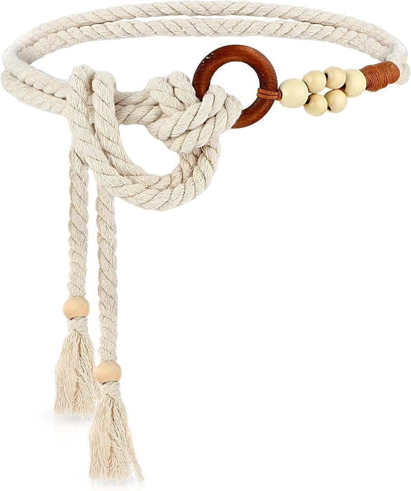 Women's Tassel Braided Waist Belt, Skinny Woven Belt for Dress Waist Belt Rope Chain with Woven W... | Amazon (US)