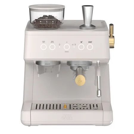 Thyme & Table Barista Grade Espresso Machine with 15-Bar Pressure, Conical Burr Grinder and Steam Wand, Sand White | Walmart (US)