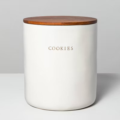Stoneware Cookie Jar with Wood Cream/Brown - Hearth & Hand™ with Magnolia | Target