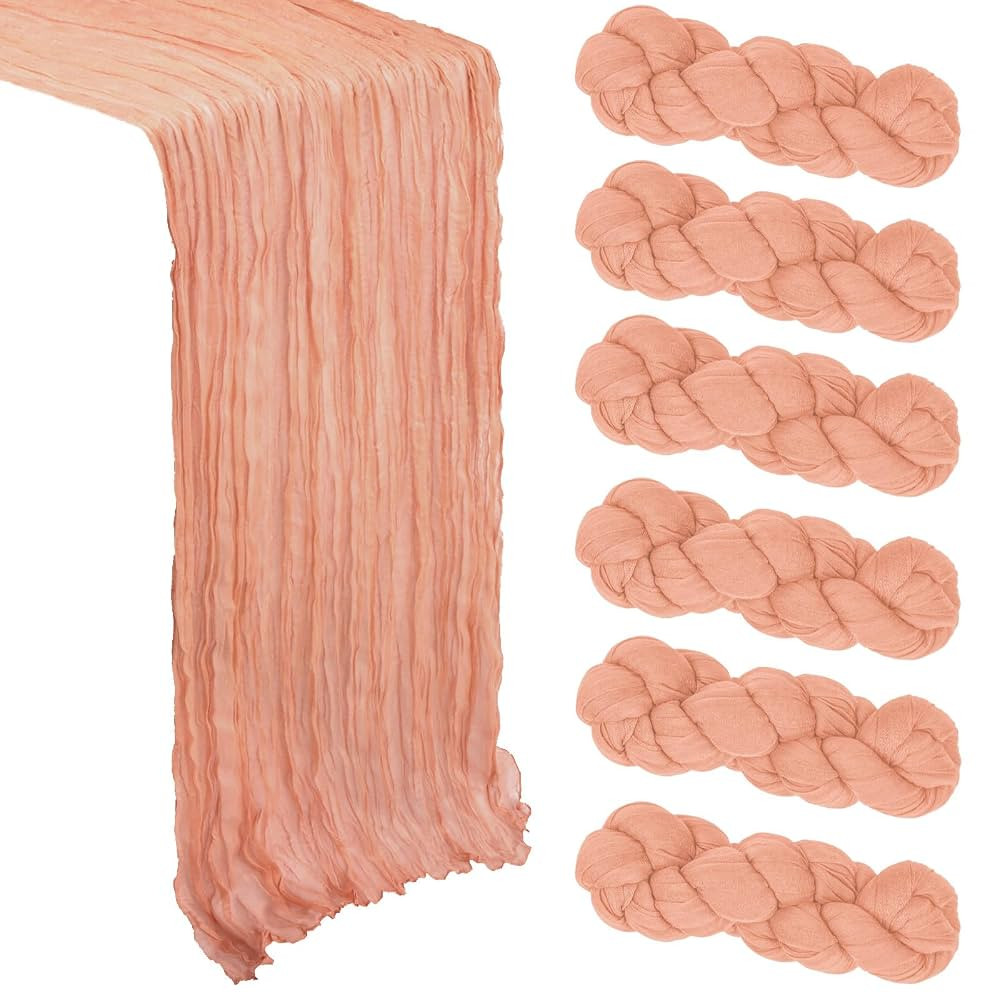 6 Pack Coral Cheesecloth Table Runner 10Ft Gauze Cheese Cloth Table Runner 35x120 Inch Boho Sheer... | Amazon (US)