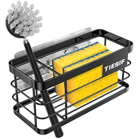 Sink Sponge Holder and Sink Caddy, Sponge Holder for Sink, Kitchen Brush Holder – No Drilling with A | Amazon (US)