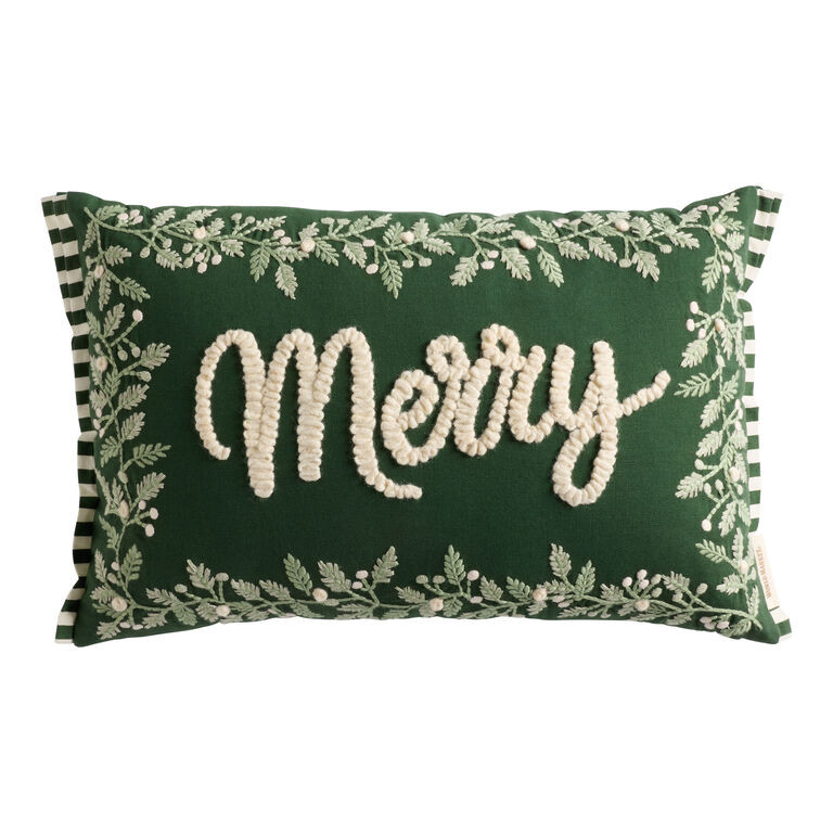 Green Merry Botanical Lumbar Pillow | World Market
