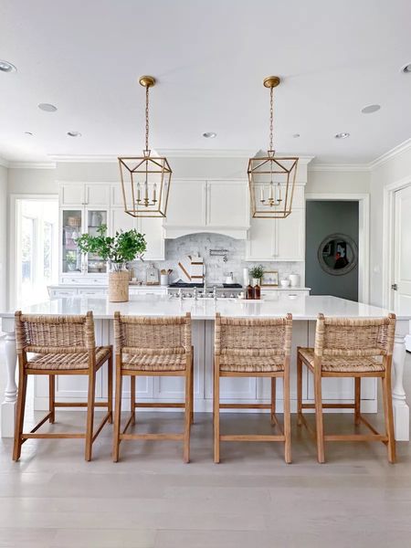 Love these gorgeous rattan kitchen counter stools, and the warmth they bring to my kitchen island! This price is great too, and I've linked a washable cushion if you're looking for that option!

Also these are the medium size darlana pendants over my 5x10 foot kitchen island!

(9/1)

#LTKhome #LTKFind #LTKstyletip