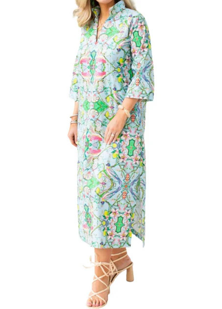 Carolina Long Caftan Dress In Chinois | Shop Simon
