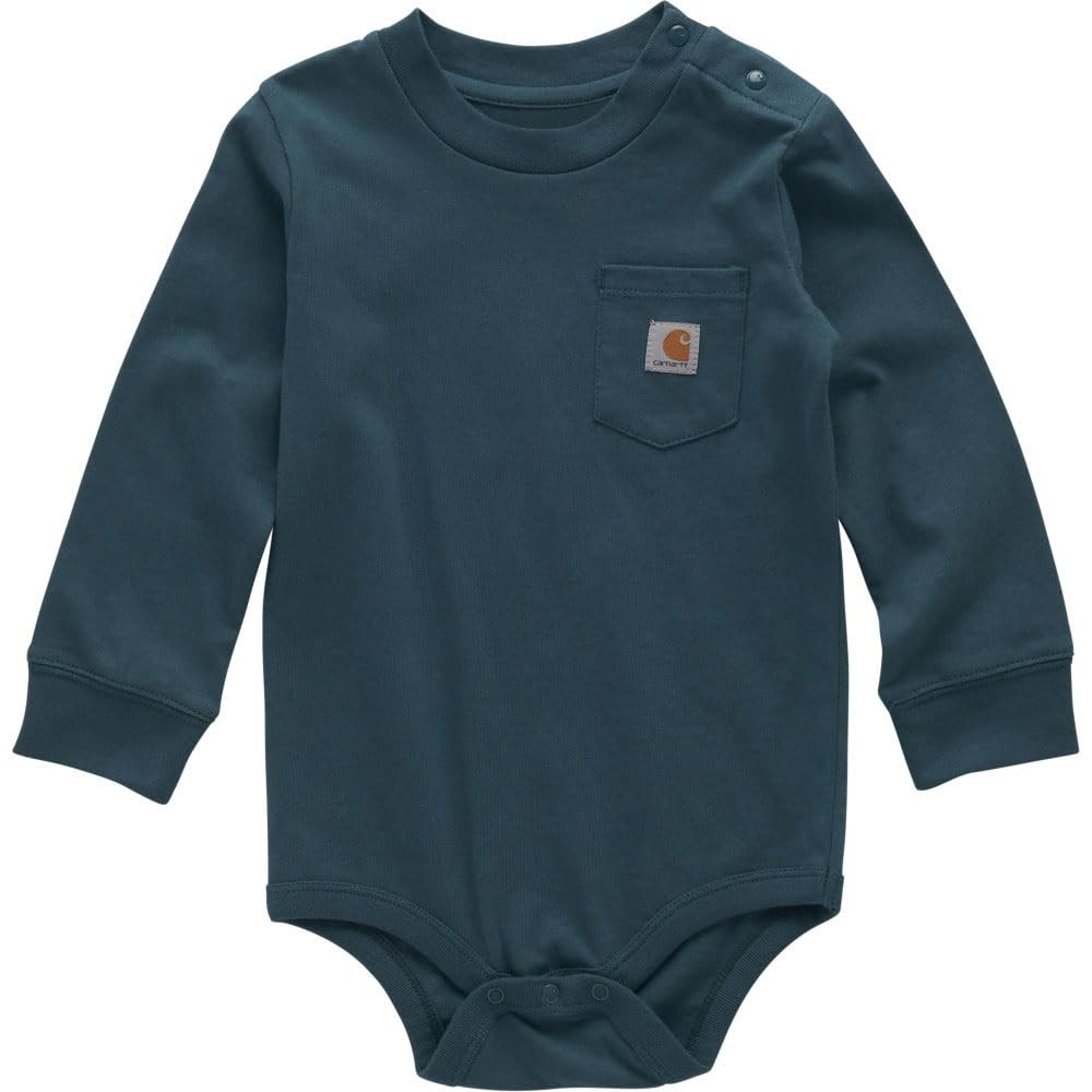 Carhartt Kid's CA5011 Long-Sleeve Pocket Bodysuit - Unisex 24 Months Atlantic Deep | Amazon (US)