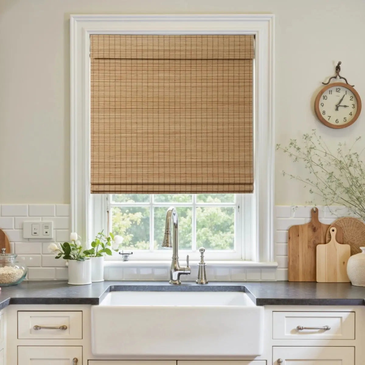 Sybil Bamboo Roman Shade - Flax | TWOPAGES