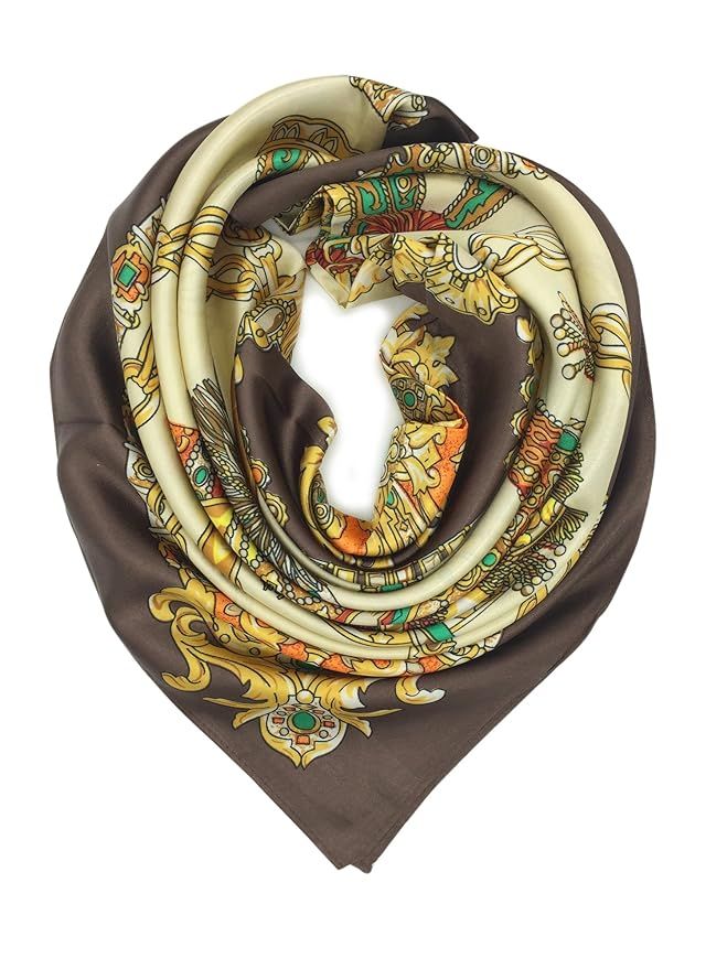 YOUR SMILE Silk Like Scarf Women's Fashion Pattern Large Square Satin Headscarf | Amazon (US)