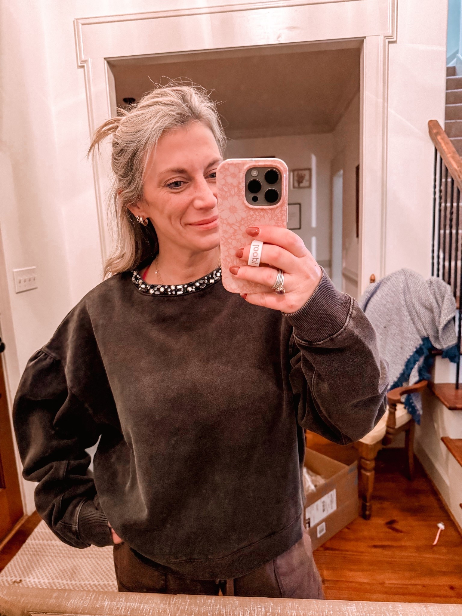 Walmart Find and you better run before they’re all gone! 
Should have shared this one sooner but I just discovered 😻 
It’s a “fancy sweatshirt” it’s acid washed and has matching bottoms - they’re out of stock but I’ll watch for you. 
I sized UP TO AN XL - perfect fit!! 

#LTKWorkwear #LTKOver40 #LTKHoliday