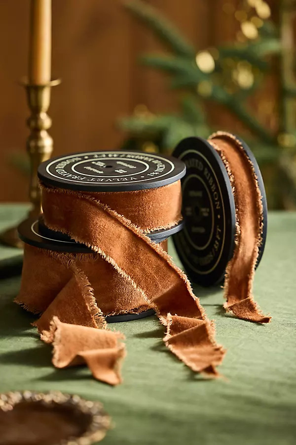 Holiday Velvet Ribbon in Brown, Size: Medium at Terrain | Terrain