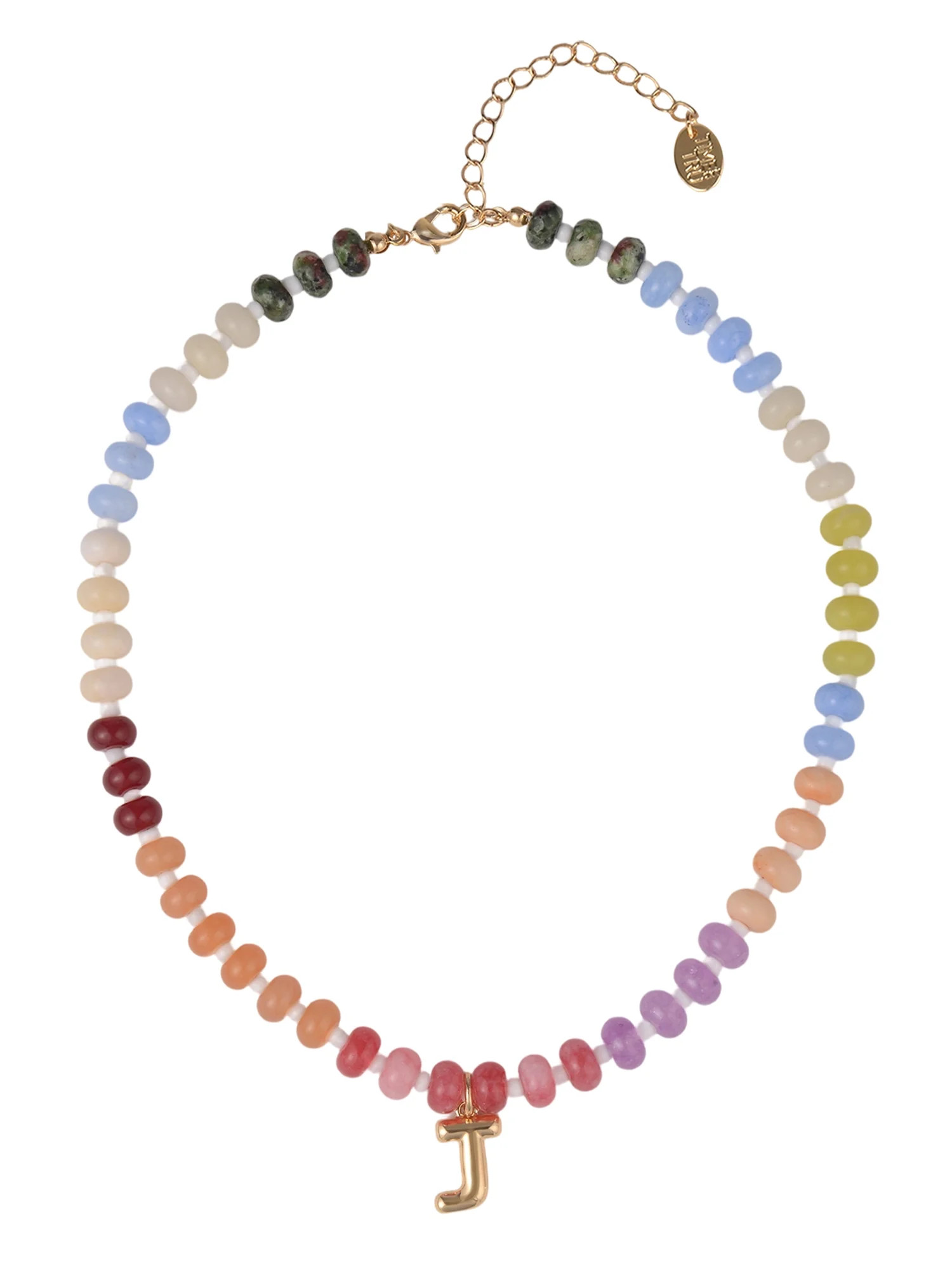 Time and Tru Goldtone Multicolored Bead Initial "J" Necklace | Walmart (US)