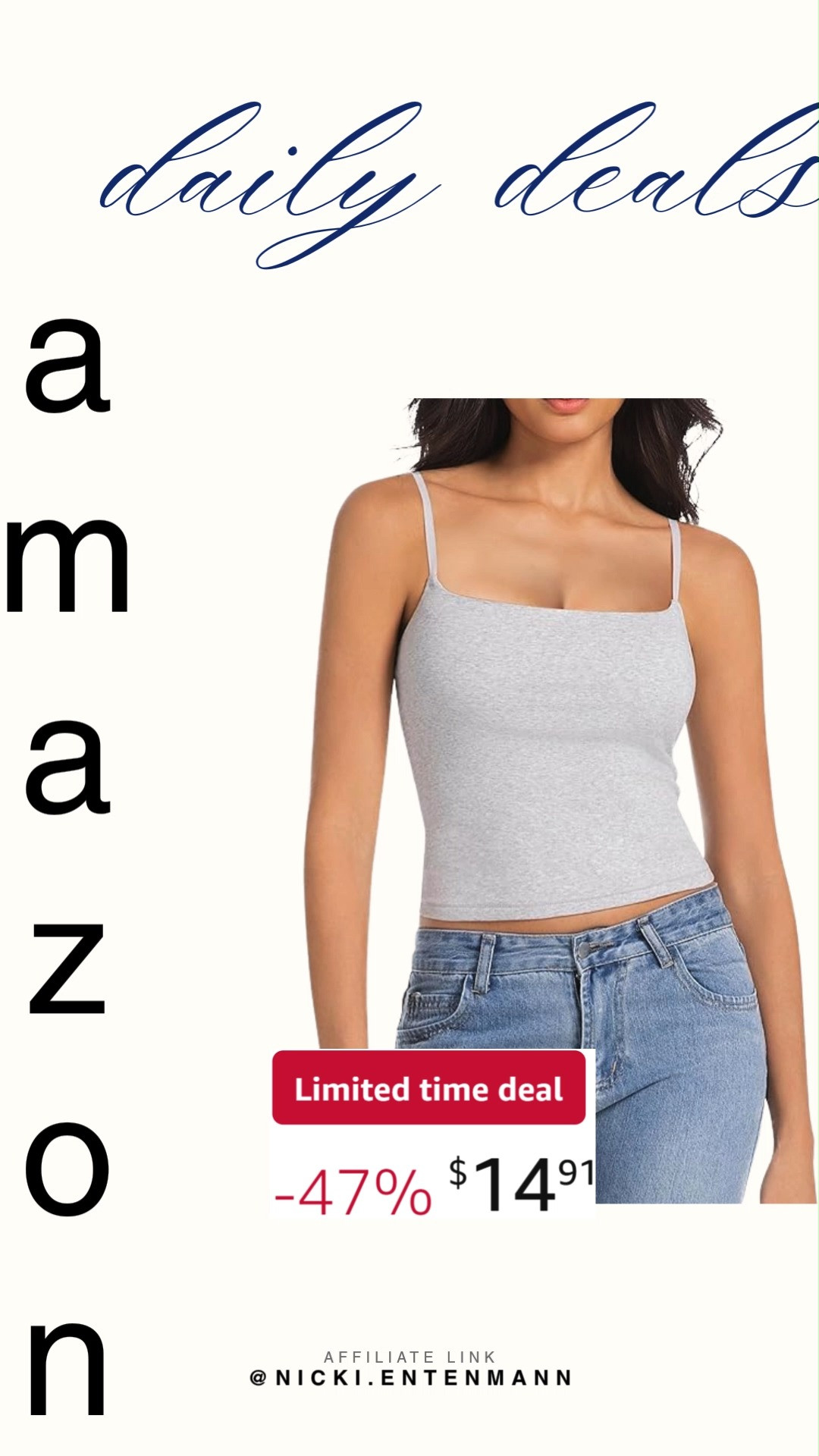 Effortless charm meets everyday comfort with this sleeveless tank, featuring adjustable spaghetti straps for the perfect fit. A versatile piece that pairs easily with anything in your wardrobe. 🌸👗✨  

#tanktop #spaghettistrap #sleevelessstyle #casualwear #summerfashion #womenswear #style #fashionfinds #ootd #athleisure 

 #LTKootd #LTKActive #LTKSaleAlert