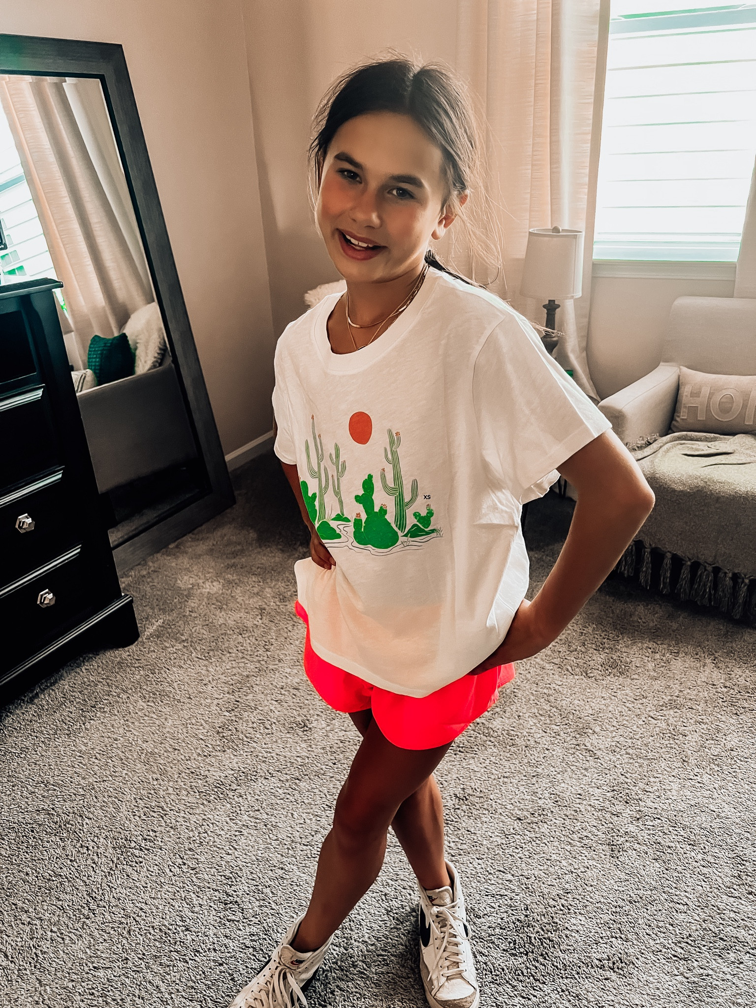 The perfect length graphic on a tween. Not tooo long and perfect to wear out if even tucked in!  Loving the cute cactus print 
American Eagle
Graphic tee
Tween clothing
Tween fashion
Tween influencer 

#LTKkids #LTKfamily #LTKstyletip