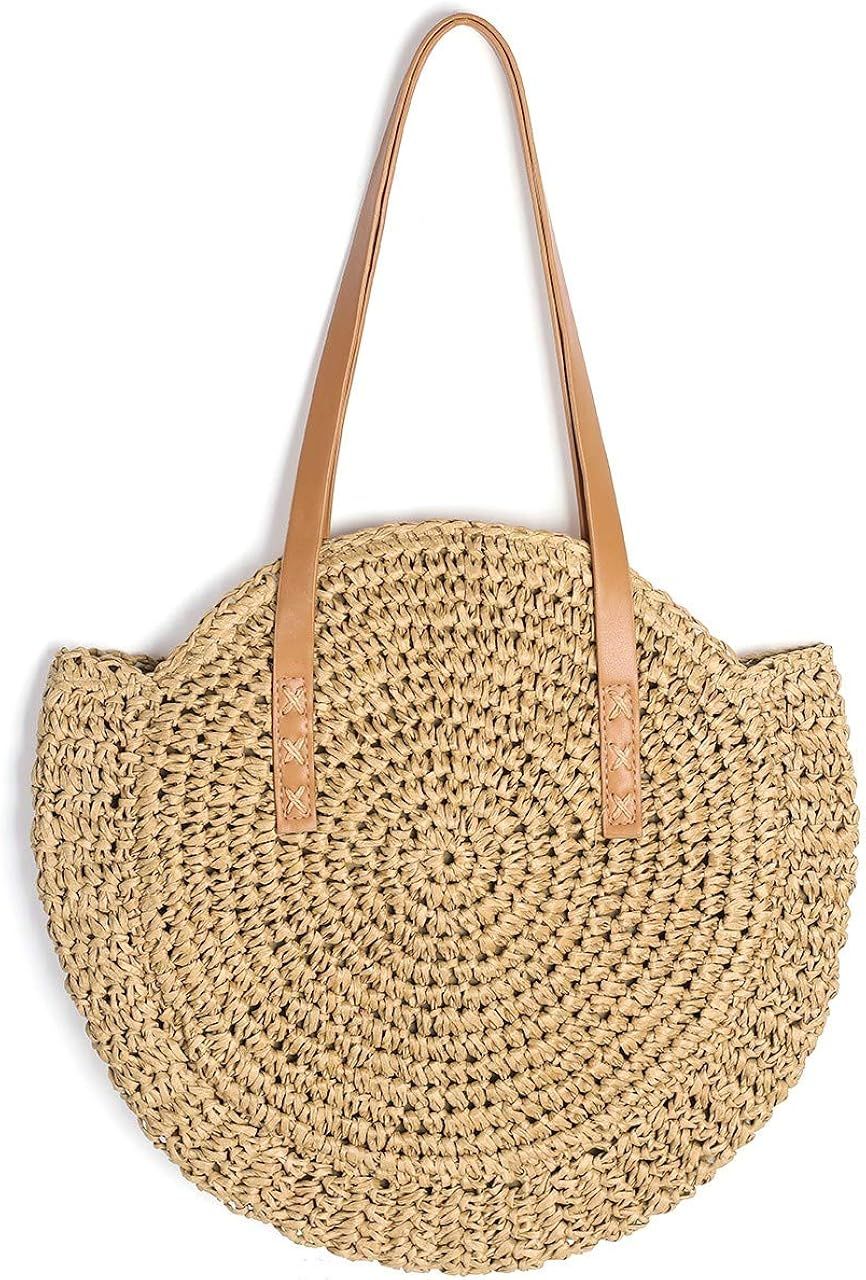 Ayliss Women Straw Woven Tote Handbag Large Beach Handmade Purse Shoulder Bag Straw Beach Handbag | Amazon (US)