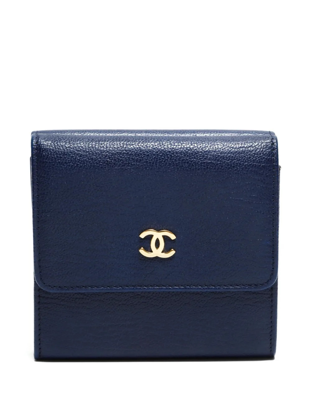 CHANEL Pre-Owned 2000-2002 Interlocking CC wallet - Blue | Farfetch Global
