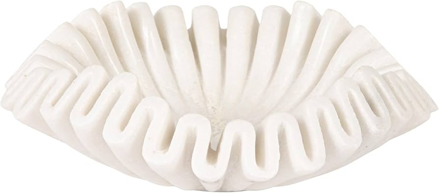 Creative Co-Op Marble Round Ruffle Bowl, White | Amazon (US)