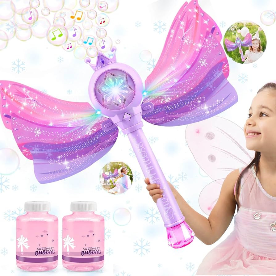 Bubble Wands for Kids Girls - LED Light & Music Bubble Machine: 3 AA Batteries & 2 Bubble Solutio... | Amazon (US)