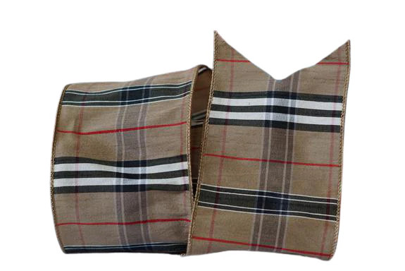 Tan Tartan Plaid Ribbon | Hello Holidays