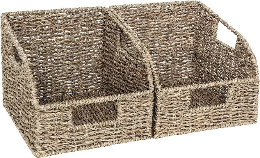 StorageWorks Seagrass Wicker Baskets with Built-in Handles, Hand Woven Baskets for Organizing, 2-... | Amazon (US)