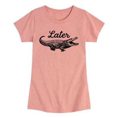 Girls' Instant Message Later Gator Fitted Short Sleeve Graphic T-Shirt - Desert Pink - X-Large | Target