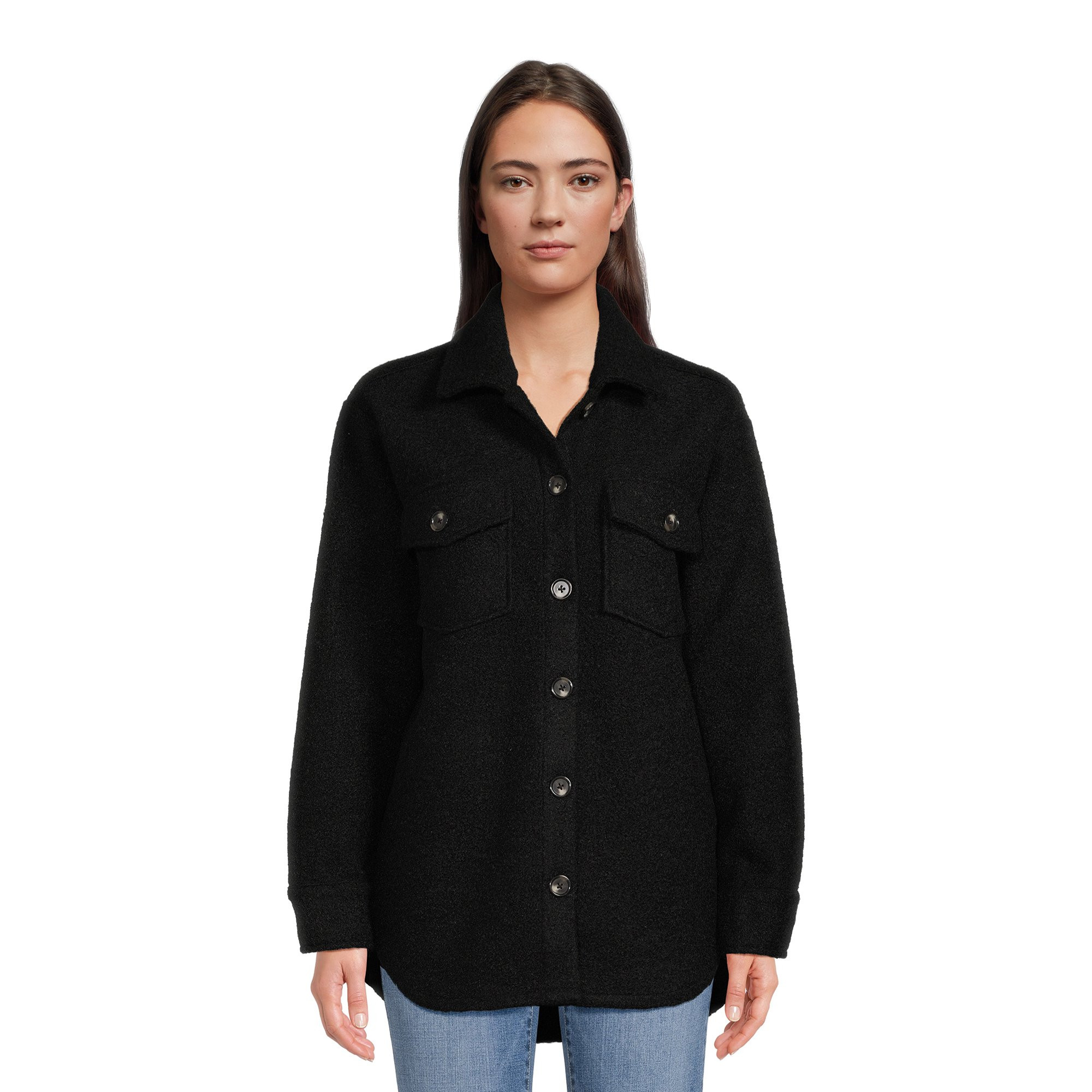 Time and Tru Women's Boucle Button Down Shacket, XS – XXXL | Walmart (US)