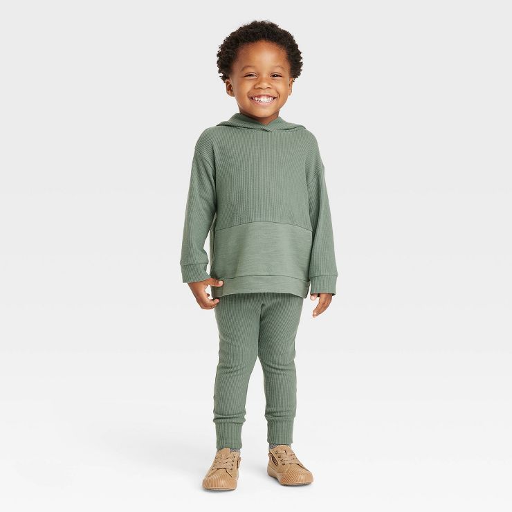Grayson Collective Toddler Cozy Waffle Hoodie & Leggings Set - Green | Target