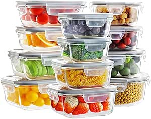 MUMUTOR Glass Food Storage Containers with Lids, [24 Piece] Glass Meal Prep Containers, Airtight ... | Amazon (US)