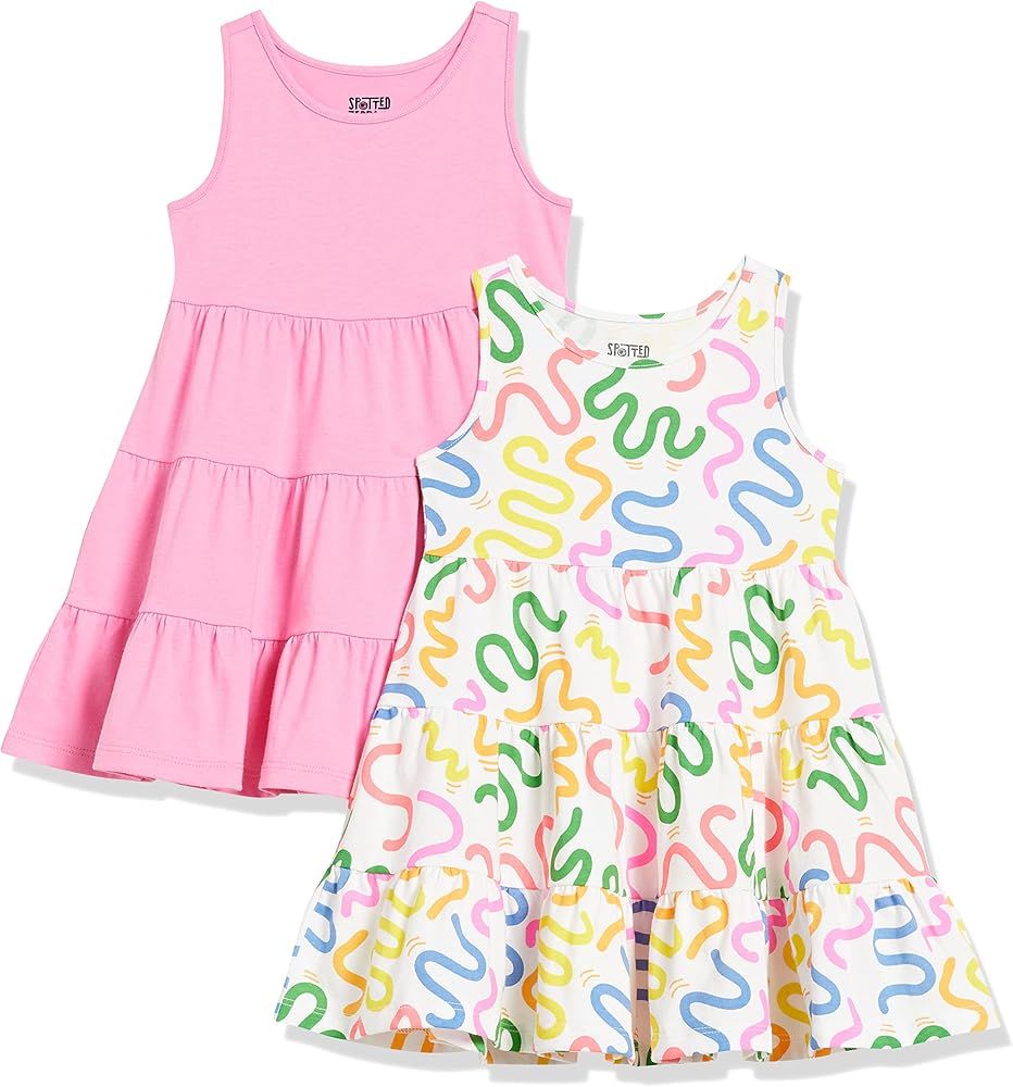 Amazon Essentials Girls and Toddlers' Knit Sleeveless Tiered Dresses (Previously Spotted Zebra), ... | Amazon (US)