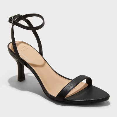 Women's Morrigan Single Band Ankle Strap Heels - A New Day™ Black | Target