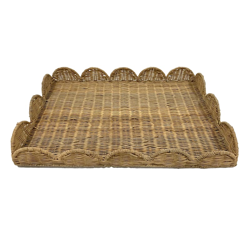 Rattan Scalloped Tray, 20" | At Home