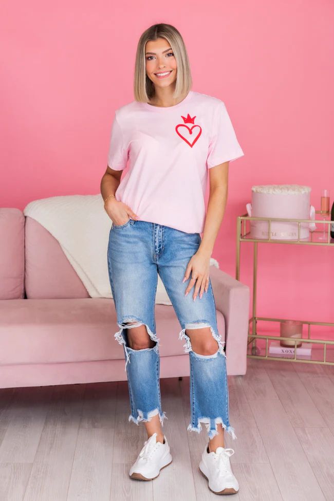 Queen Of Hearts Pink Graphic Tee | The Pink Lily Boutique