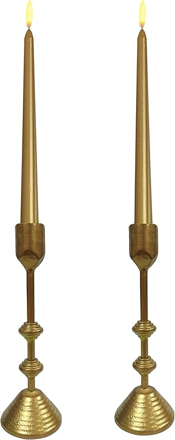 Iron Candlestick Holder Set 2 - Iron Taper Candle Holder, Fits Standard 3/4 Inch Tapered Candles ... | Amazon (US)
