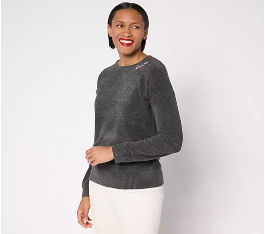 Barefoot Dreams CozyChic Ultra Lite Love Crewneck | QVC