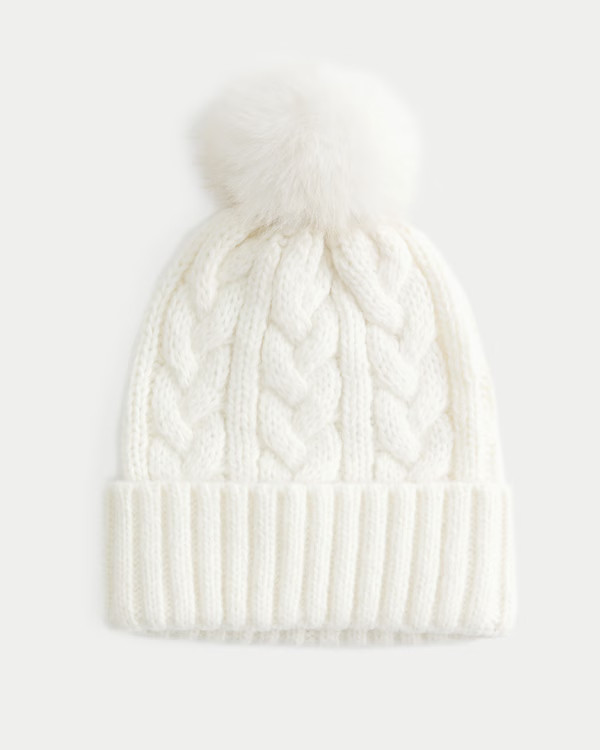 Cable-Knit Pom Pom Beanie | Hollister (US)