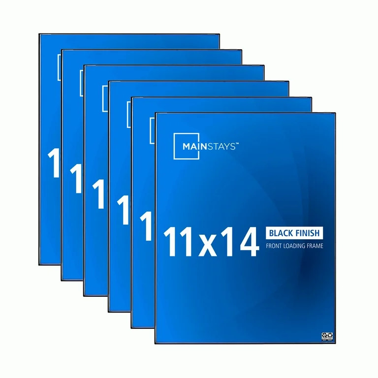 Mainstays 11x14 Front Loading Picture Frame, Black, Set of 6 | Walmart (US)