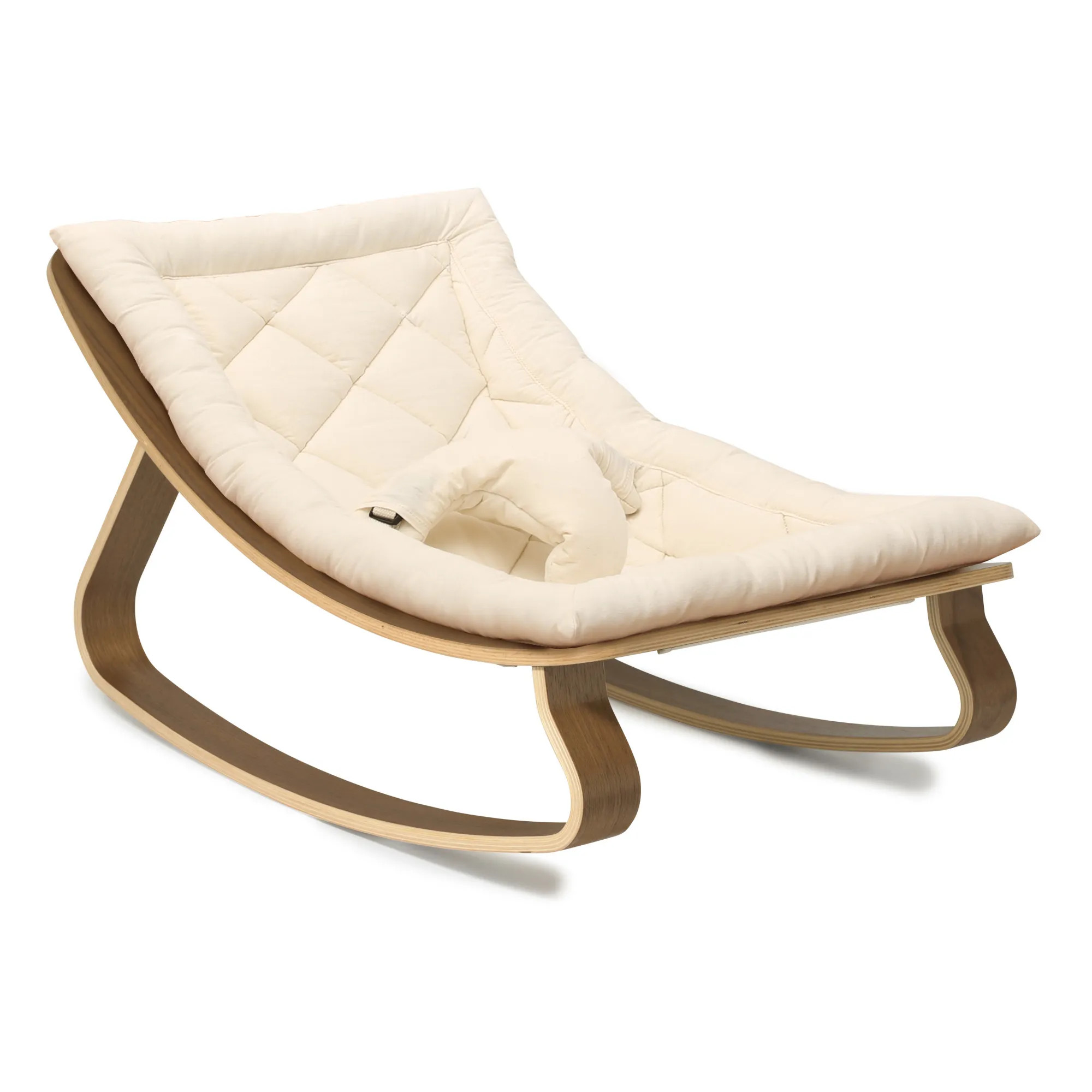 Levo Baby Bouncer - Walnut & Ecru Organic Cotton Cushion | Ecru | Smallable