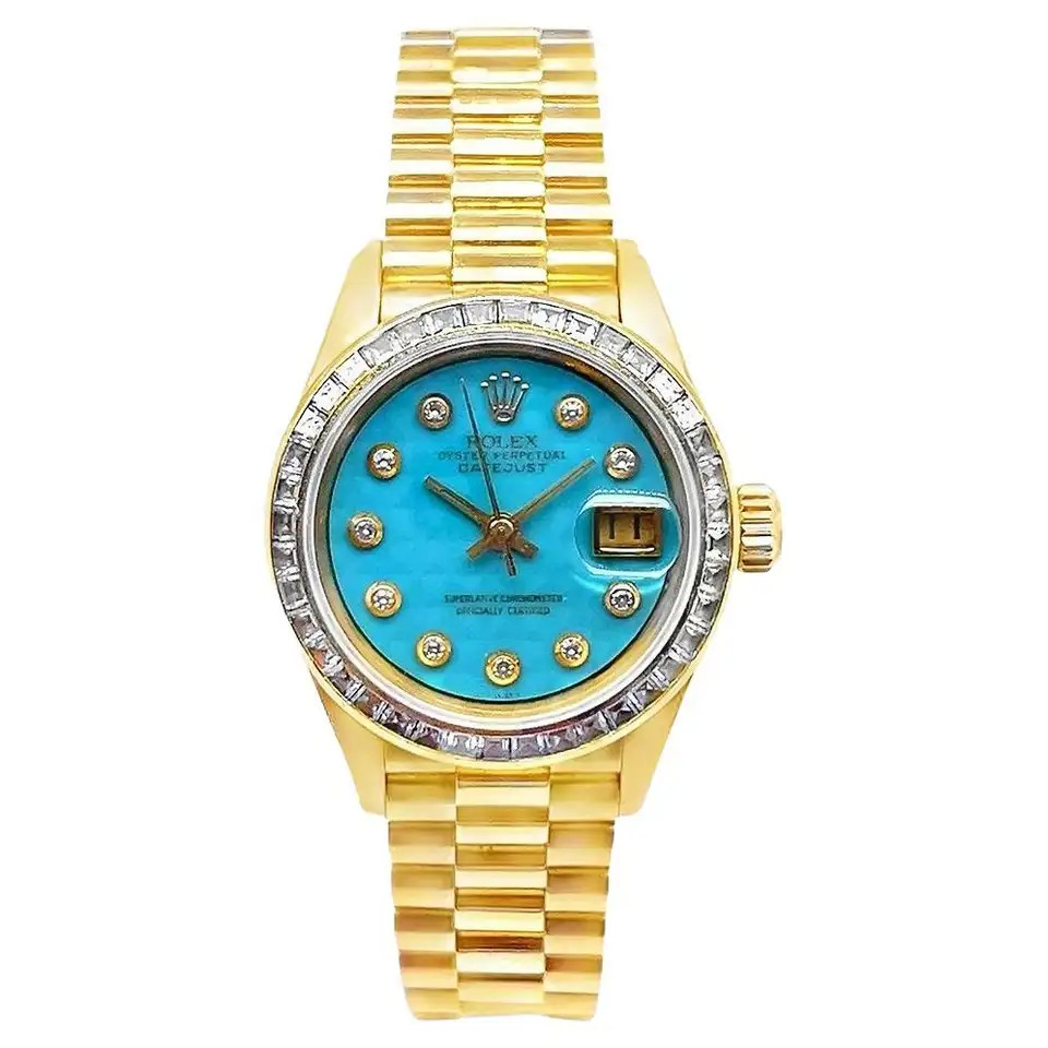 RARE Ladies Rolex President with Turquoise Pyramid Dial | 1stDibs