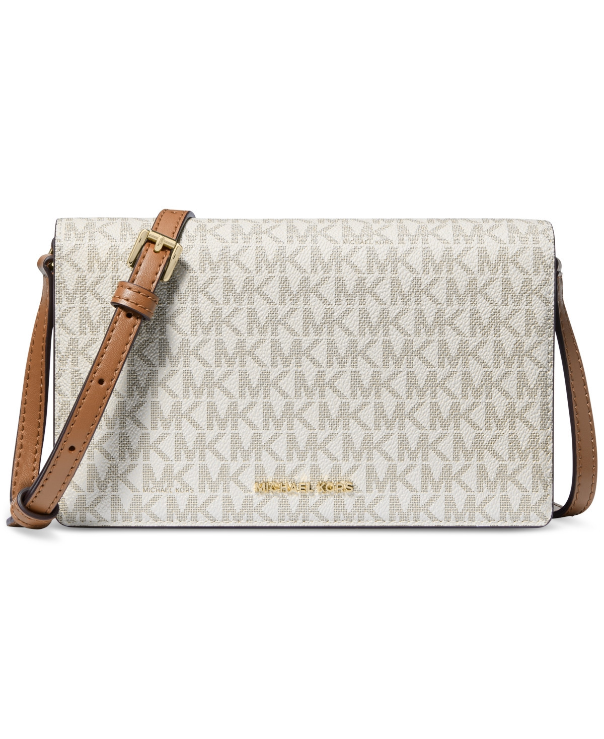 Michael Michael Kors Jet Set Logo Medium Flap Crossbody - Vanilla/ac | Macy's