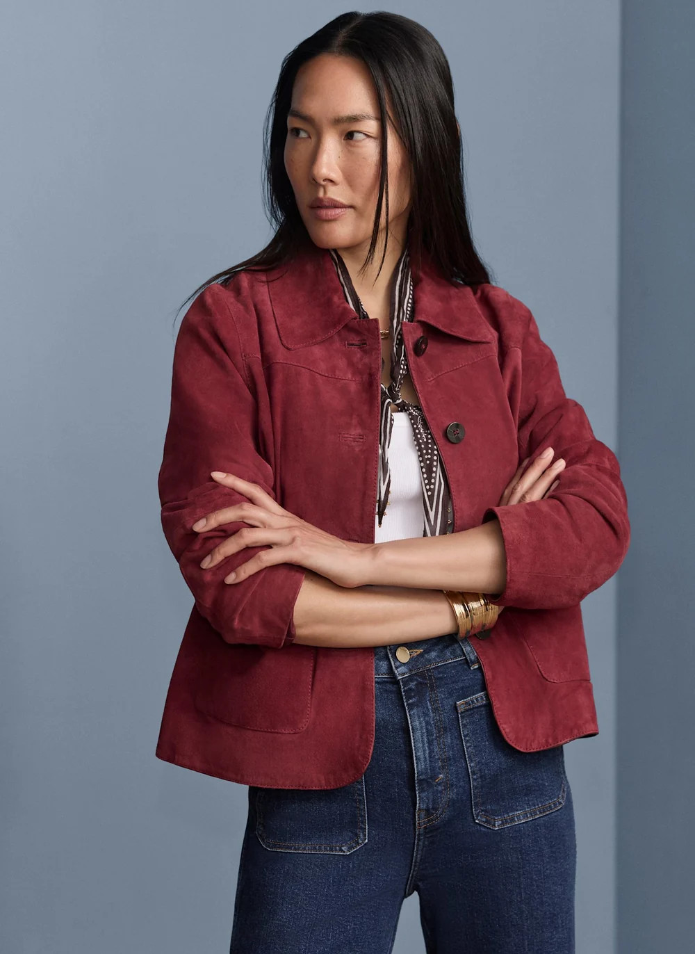 Red Suede Jacket | Mint Velvet