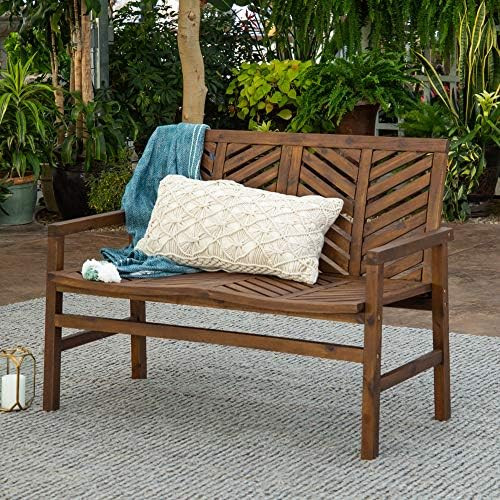 Walker Edison AZW48VINLSDB Outdoor Patio Wood Chevron Loveseat Chair All Weather Backyard Convers... | Amazon (US)