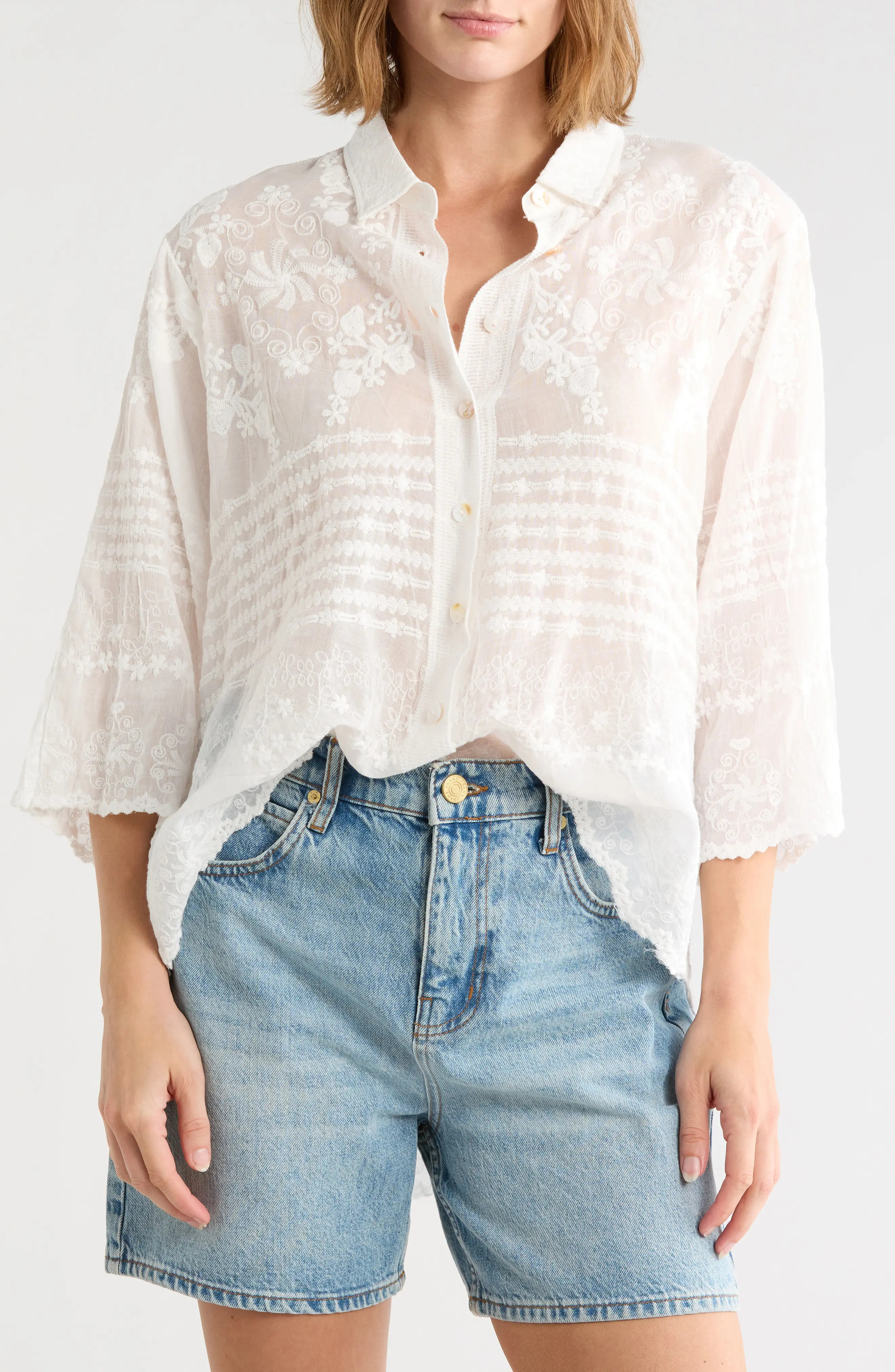 Forgotten Grace Embroidered Cotton Shirt (Women) | Nordstromrack | Nordstrom Rack