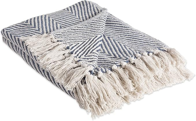 DII Modern Urban Chevron Woven Throw, 50x60, French Blue | Amazon (US)