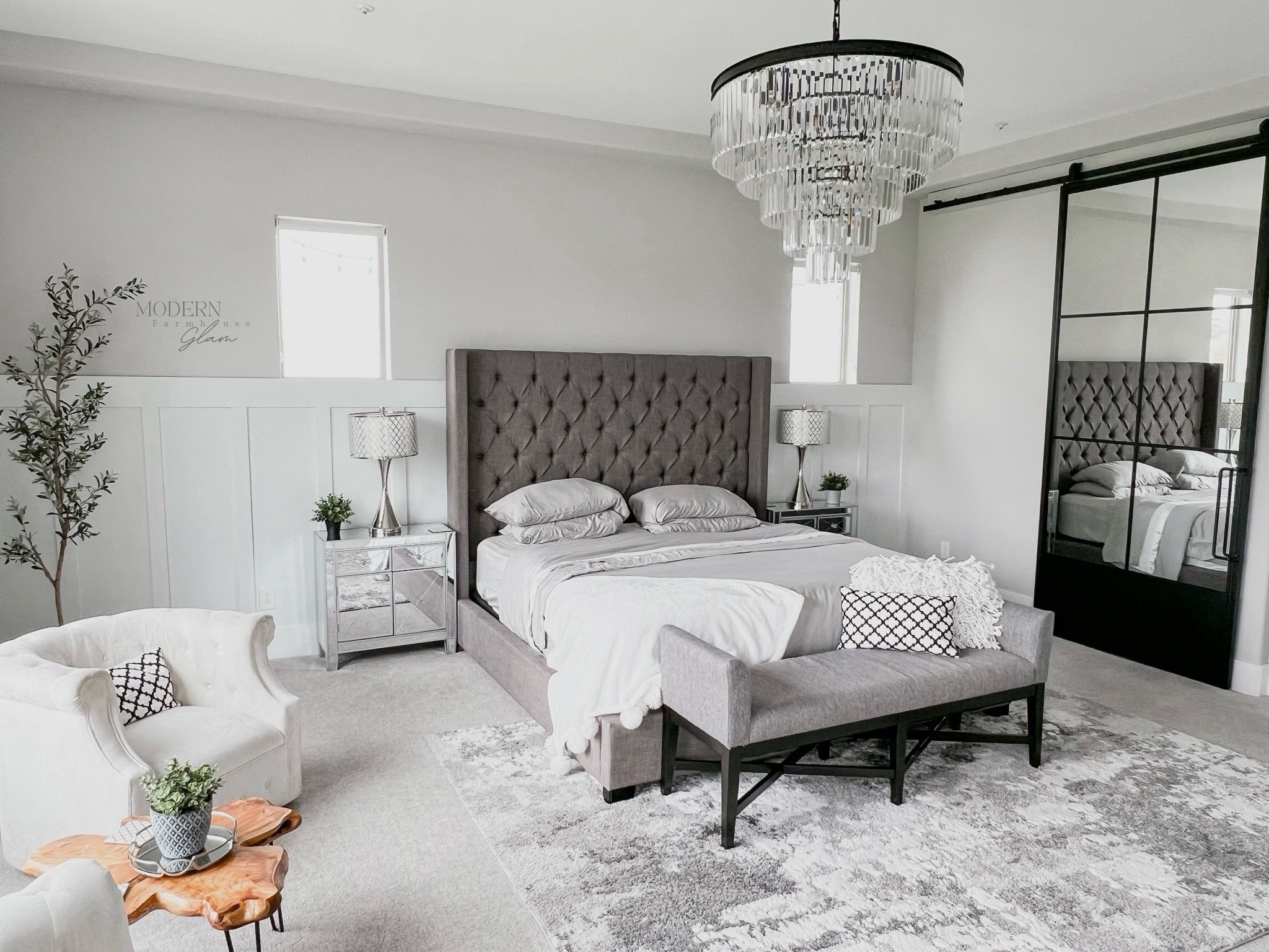 Master bedroom at Modern Farmhouse Glam chandelier 
Thanks for shopping with me!

#LTKHome