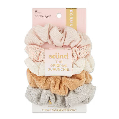 scunci Basic Textured Hair Scrunchies - 5ct | Target