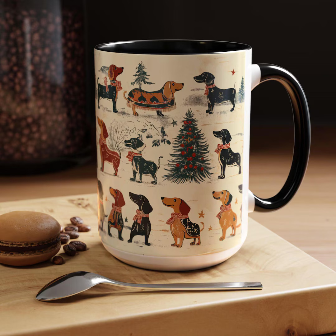 Dachshund Vintage Nutcracker Christmas Coffee Mug, Cute Doxie Lover Gift for Xmas, Wiener Dog Own... | Etsy (US)